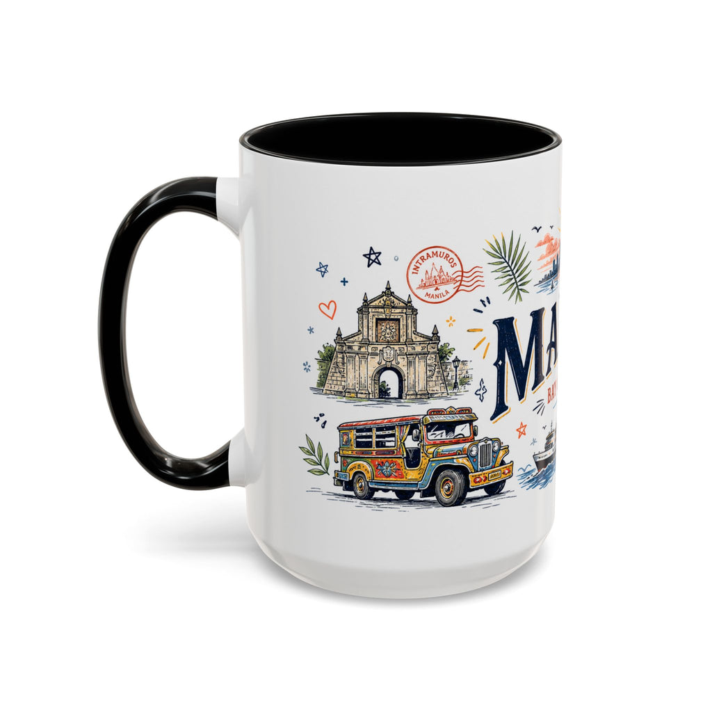 Manila Coffee Mug | Philippines Souvenir Travel Gift | Accent Color Ceramic 11oz 15oz