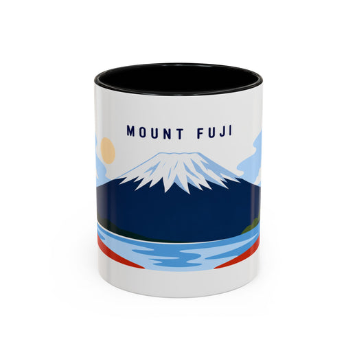 Mount Fuji Coffee Mug | Travel Destination Souvenir Gift | Accent Color Ceramic 11oz 15oz