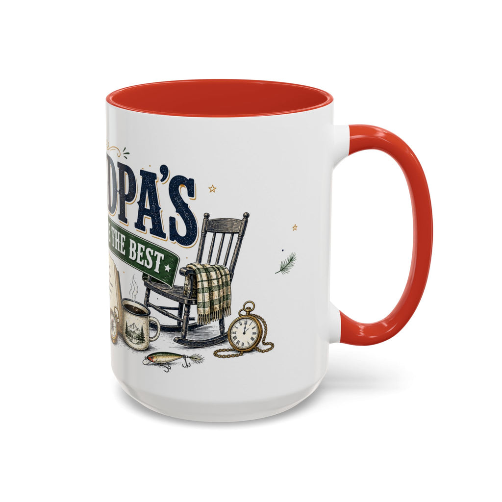 Grandpa's Stories Are The Best Coffee Mug | Gift From Grandkids | Accent Color Ceramic 11oz 15oz