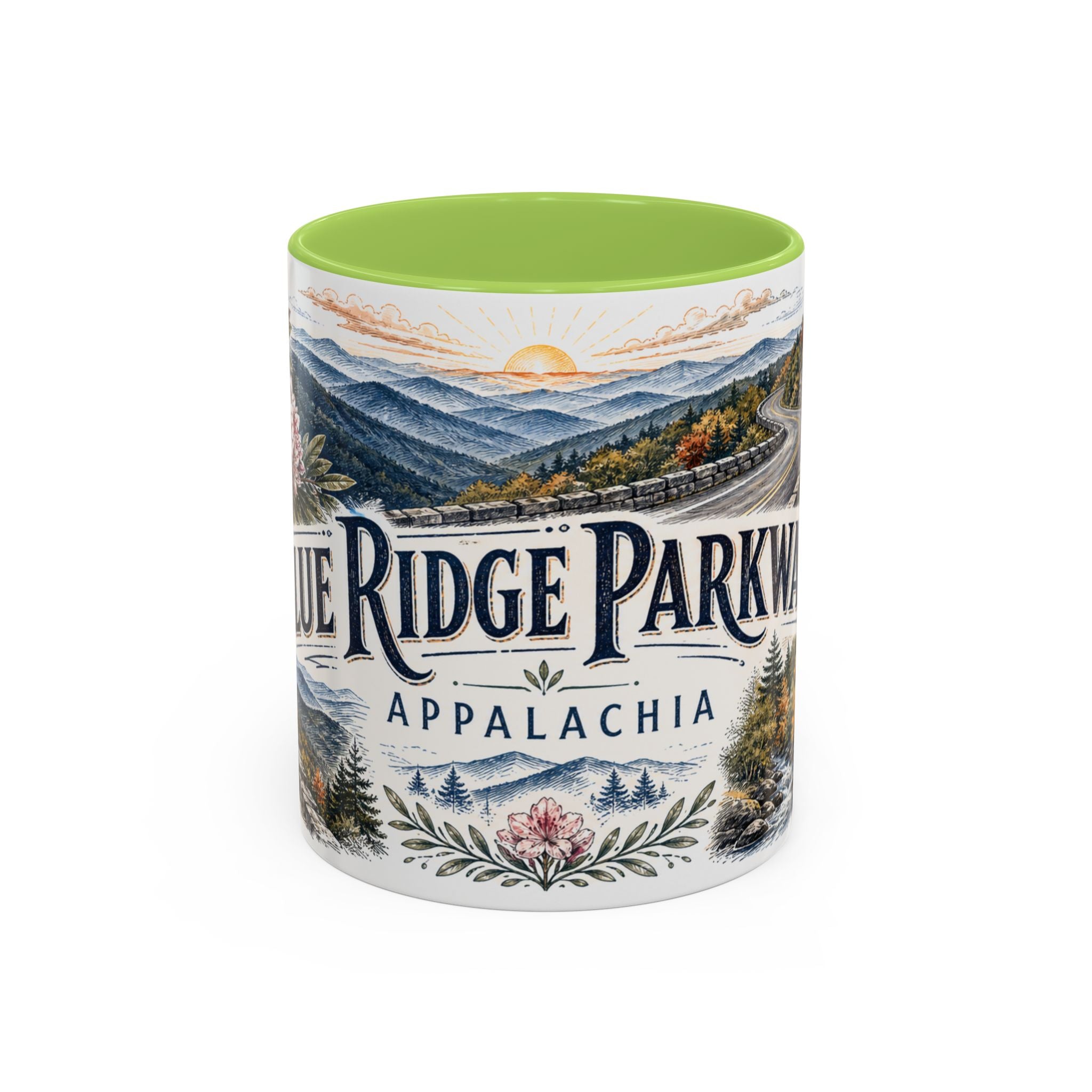 Blue Ridge Parkway Mug, Appalachia Travel Souvenir, Bucket List Gift, Accent Ceramic Coffee Mug 11oz 15oz