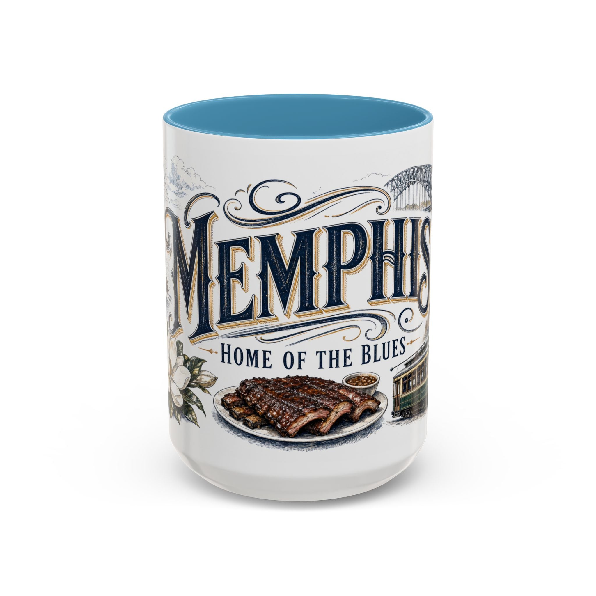 Memphis Coffee Mug | United States Travel Souvenir | Vintage Illustrated City Gift | 11 oz 15 oz Accent Mug