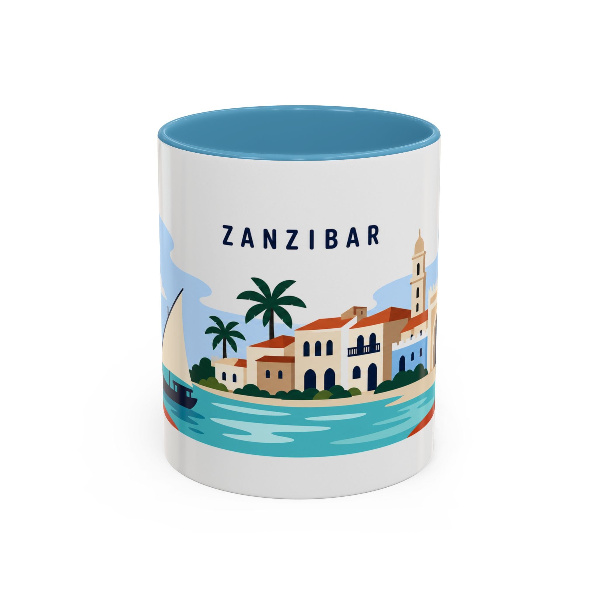 Zanzibar Coffee Mug | Travel Destination Souvenir Gift | Accent Color Ceramic 11oz 15oz