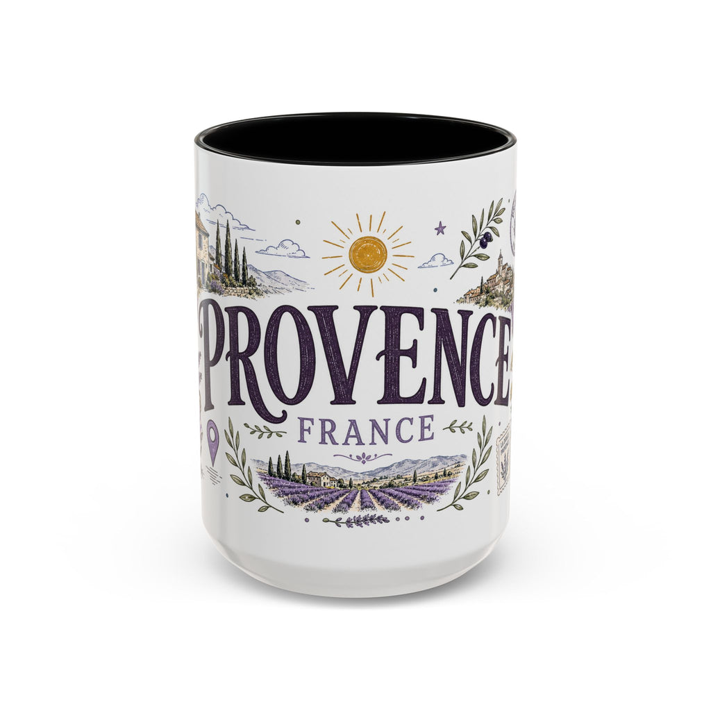 Provence Coffee Mug | Travel Destination Souvenir Gift | Accent Color Ceramic 11oz 15oz