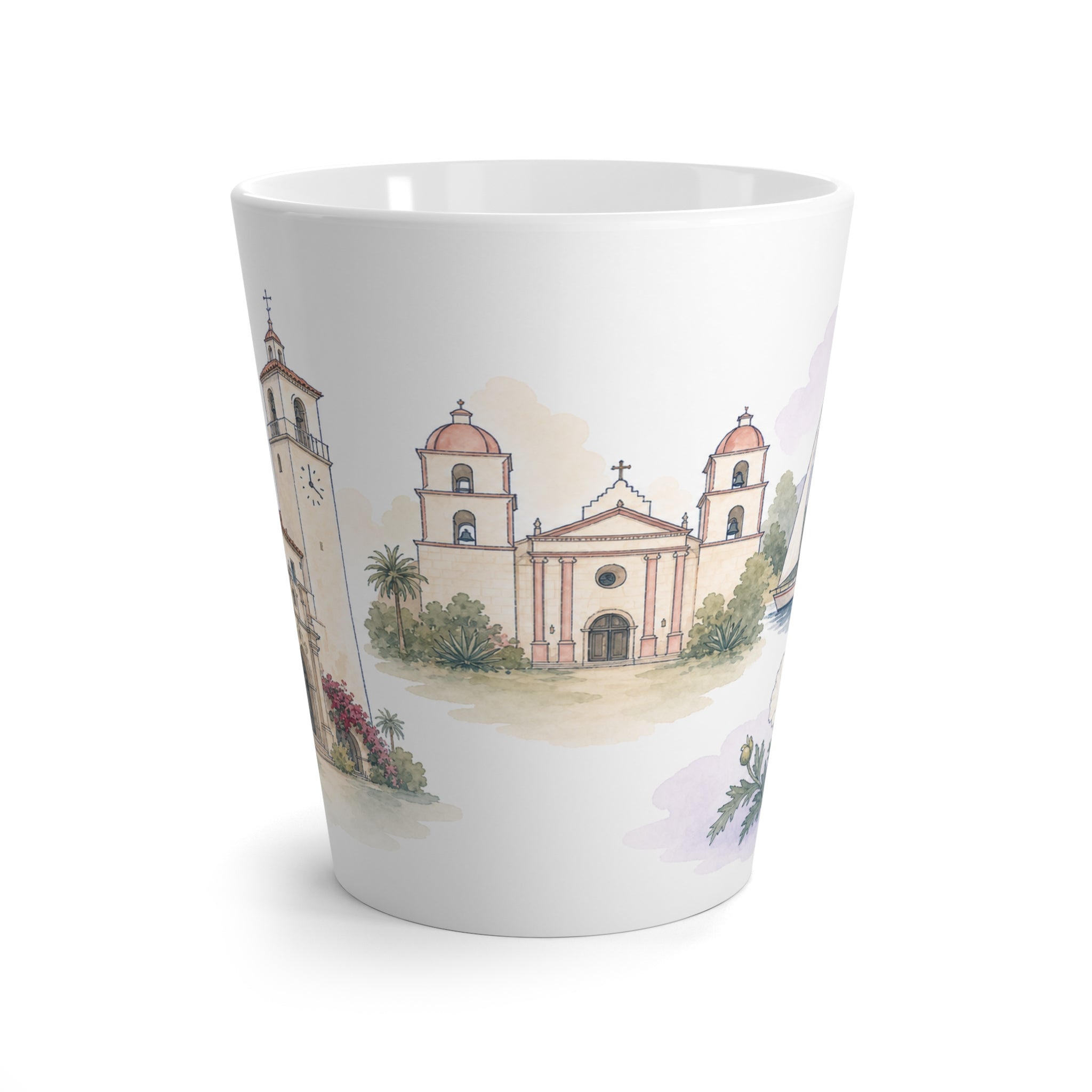 Santa Barbara Latte Mug | Watercolor City Travel Mug | 12 oz Ceramic Souvenir Gift