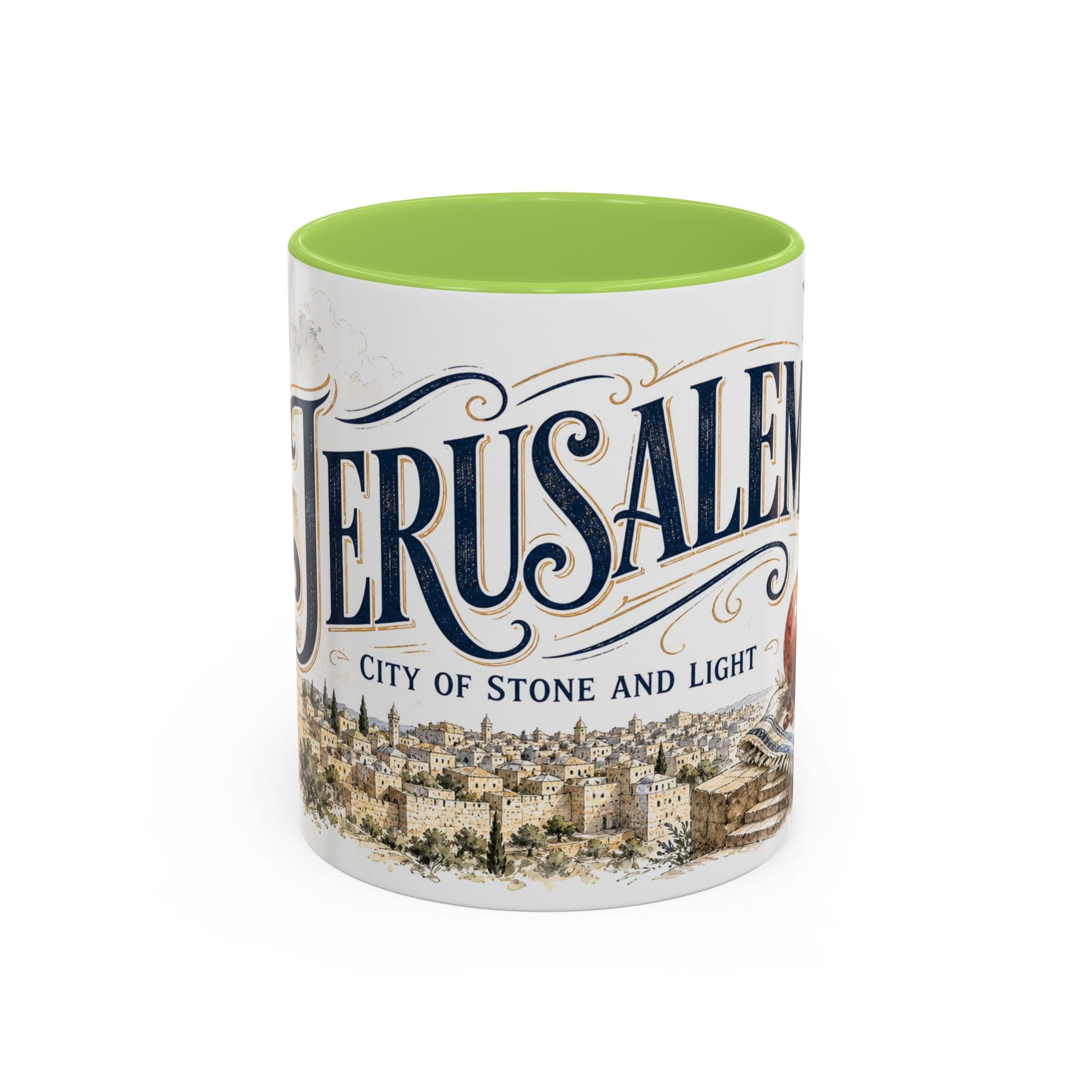 Jerusalem Coffee Mug | Jerusalem region Travel Souvenir | Vintage Illustrated City Gift | 11 oz 15 oz Accent Mug