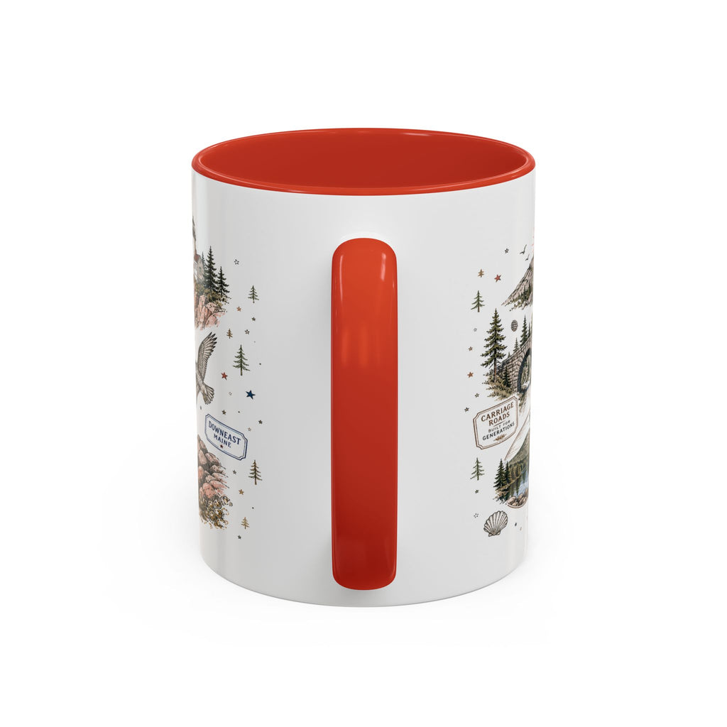 Acadia Coffee Mug | National Park Hiking Coastal Gift | Accent Color Ceramic 11oz 15oz