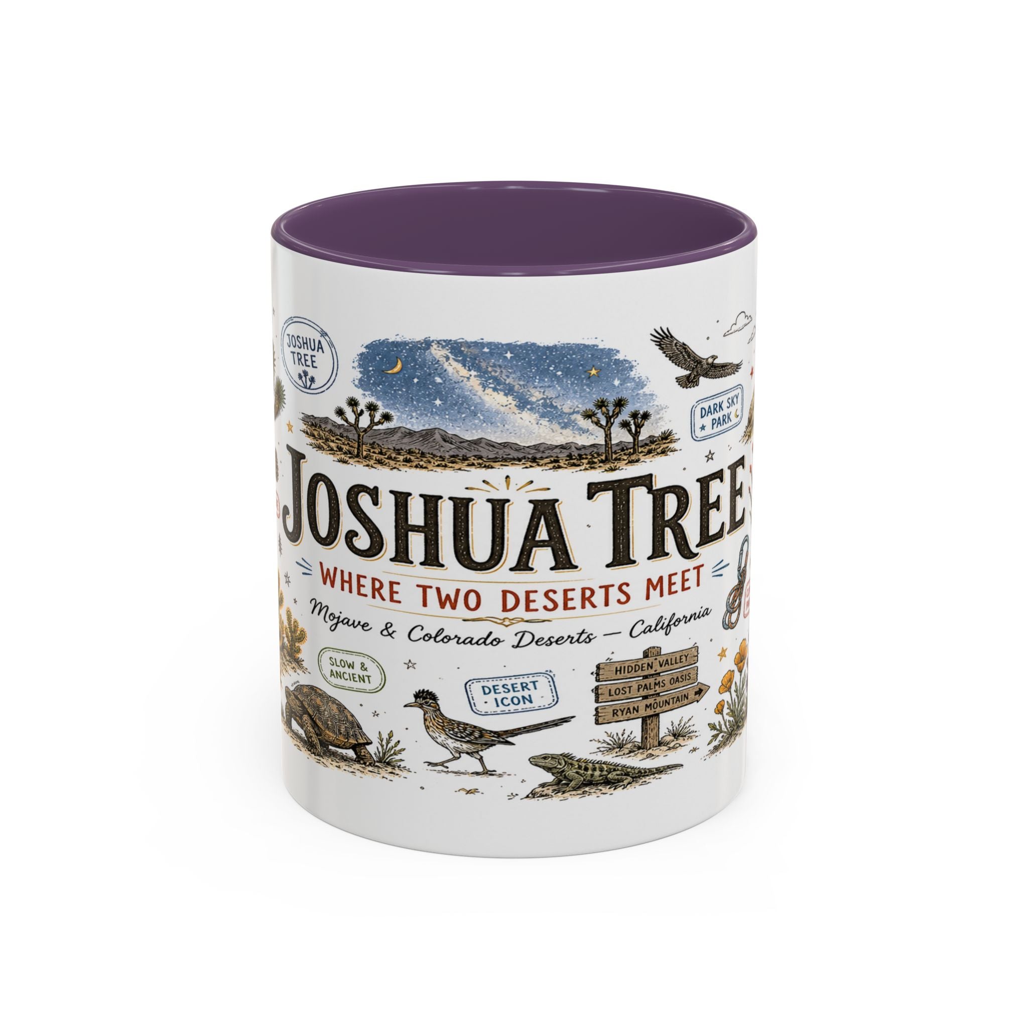 Joshua Tree Coffee Mug | National Park Desert Camping Gift | Accent Color Ceramic 11oz 15oz