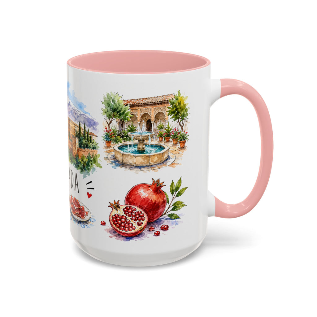 Granada Illustrated Travel Mug | City Souvenir Accent Coffee Mug | 11oz 15oz Ceramic Cup