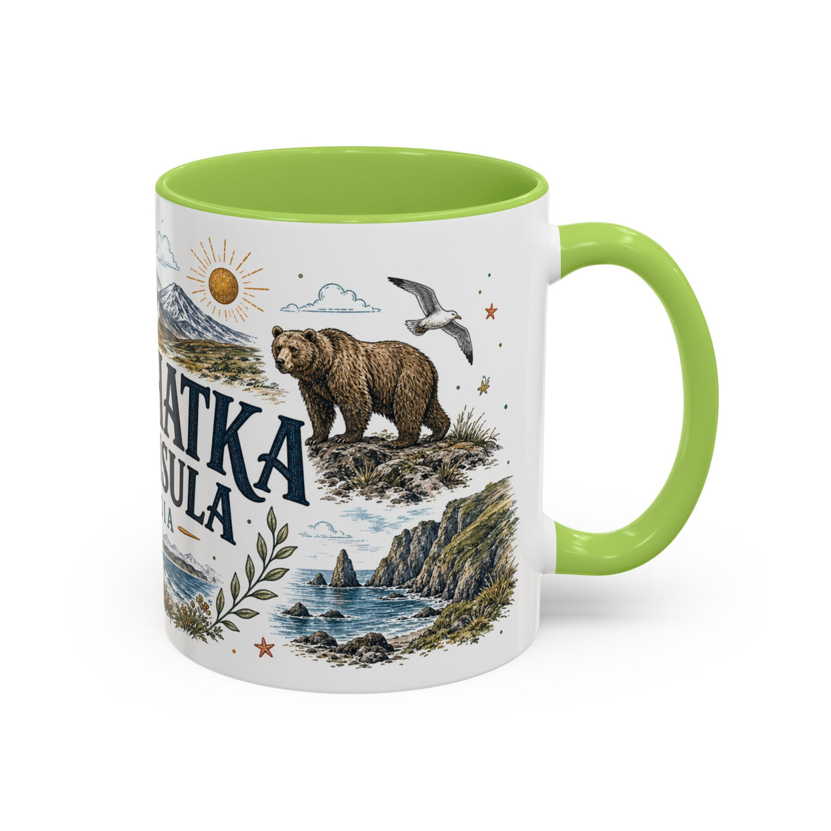 Kamchatka Peninsula Mug, Russia Travel Souvenir, Bucket List Gift, Accent Ceramic Coffee Mug 11oz 15oz