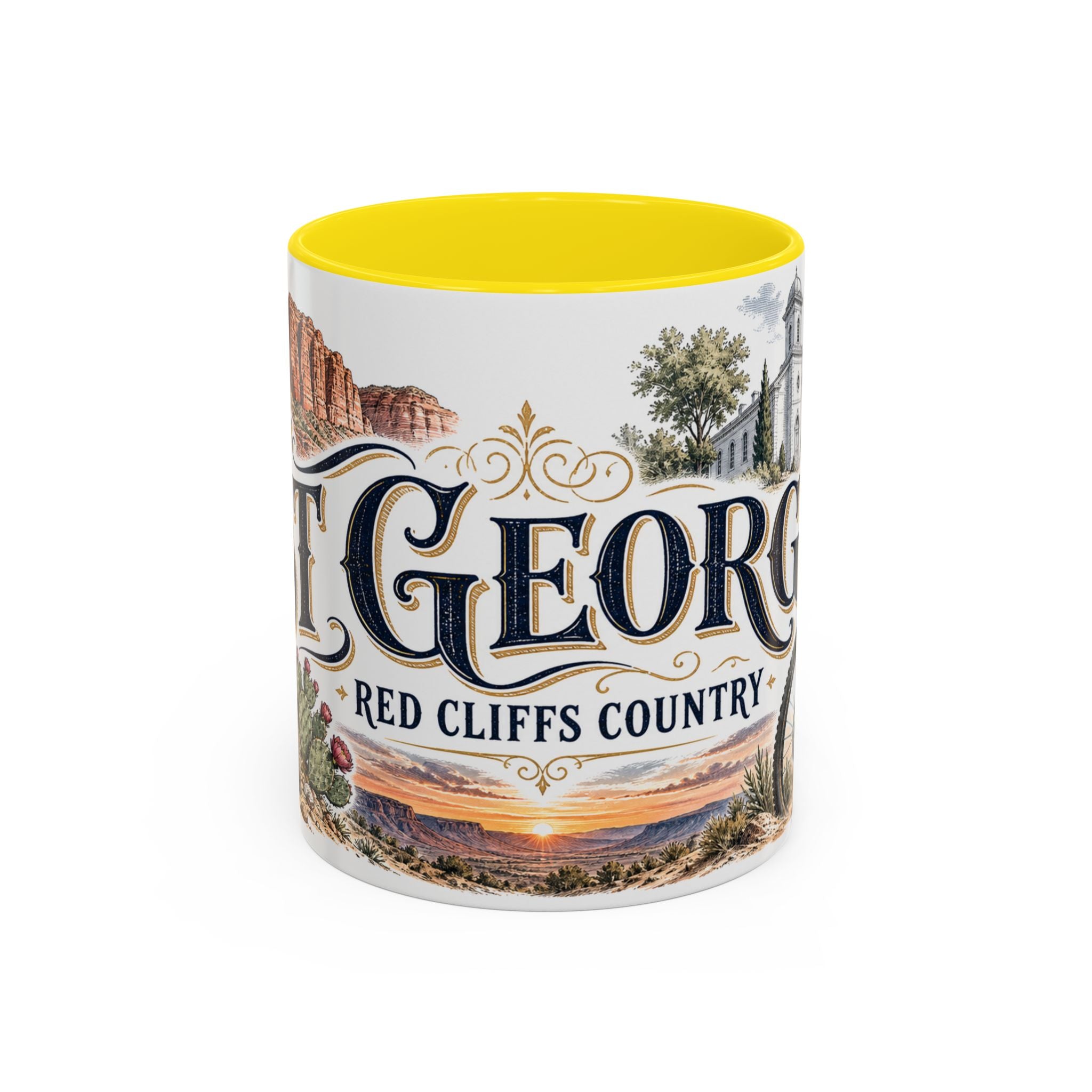 St George Coffee Mug | United States Travel Souvenir | Vintage Illustrated City Gift | 11 oz 15 oz Accent Mug