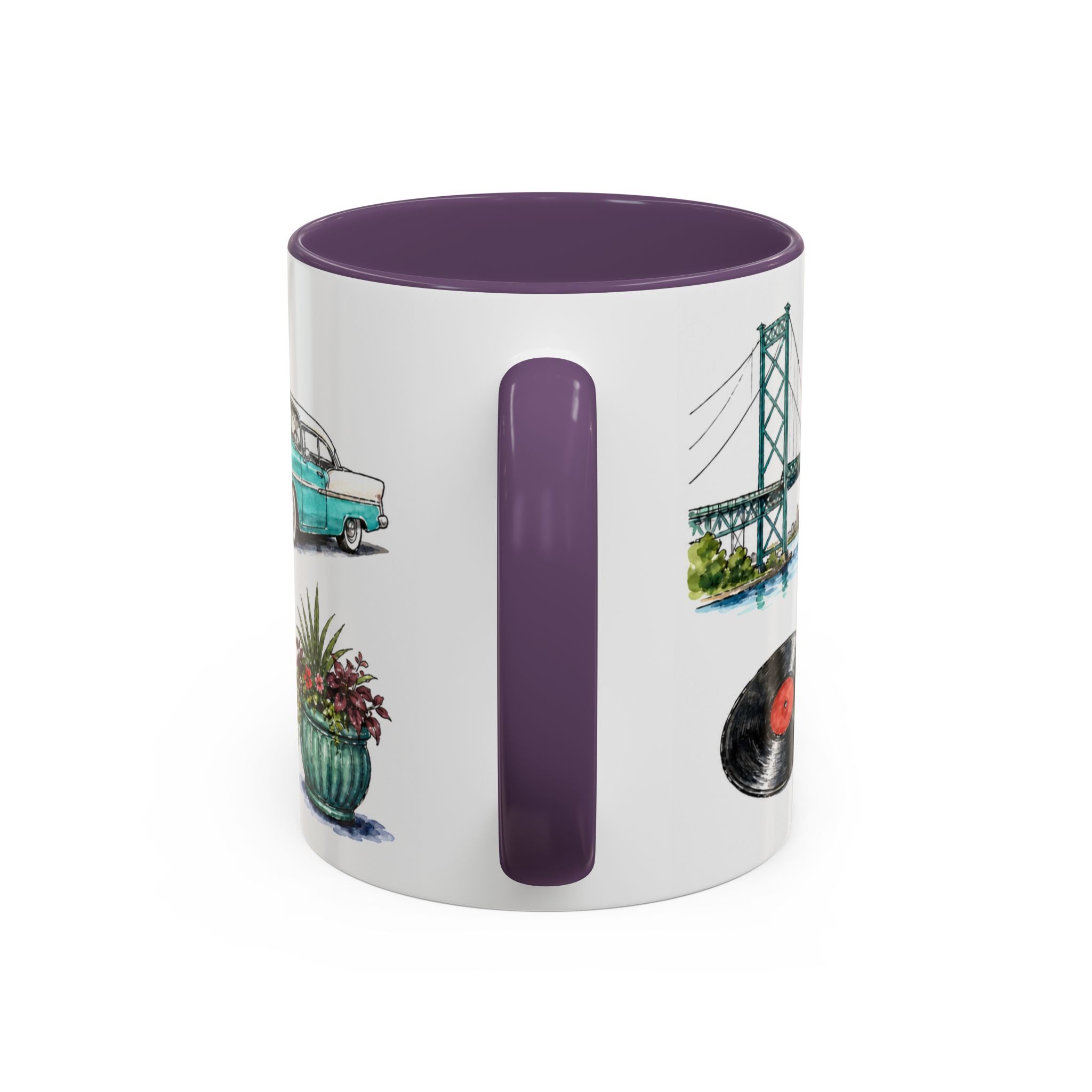 Detroit Illustrated Travel Mug | City Souvenir Accent Coffee Mug | 11oz 15oz Ceramic Cup