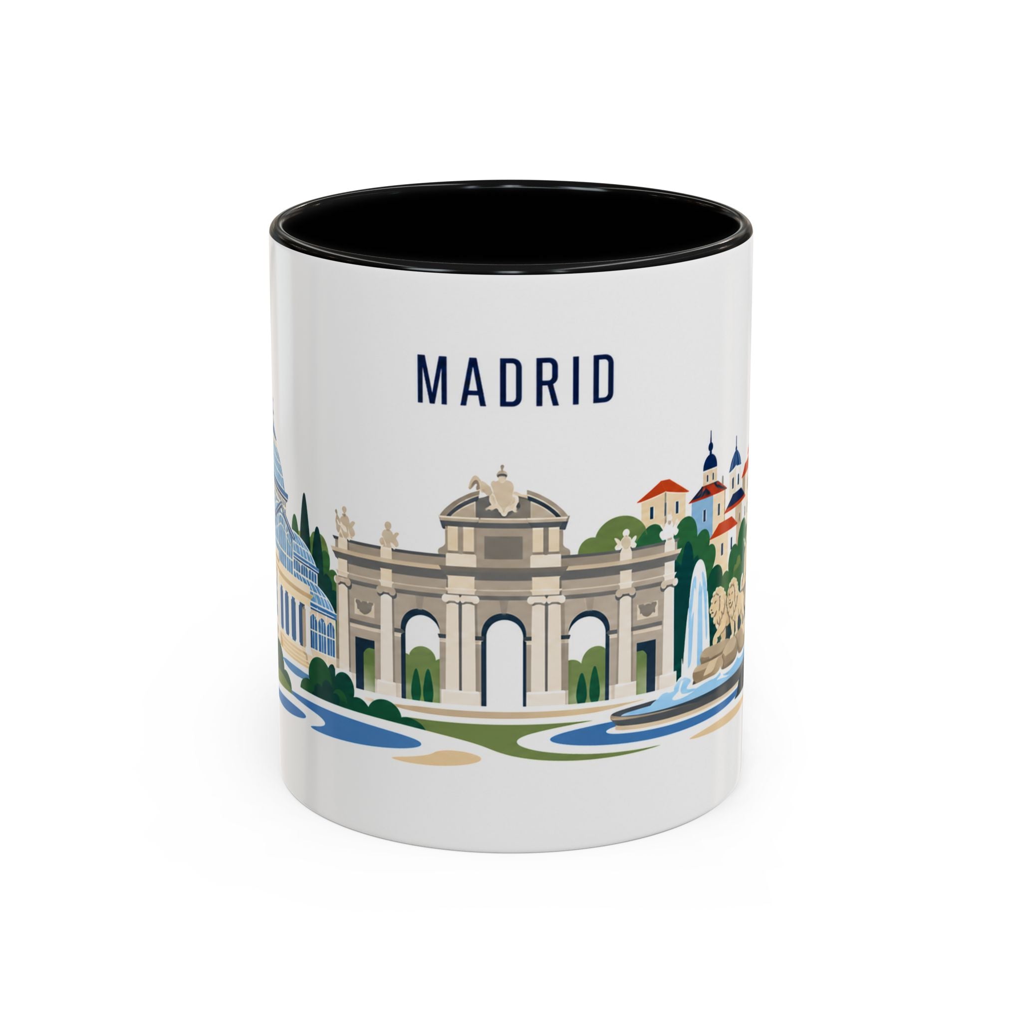 Madrid Coffee Mug | Spain Travel Souvenir | Porcelain Decal City Gift | 11oz 15oz Accent Mug