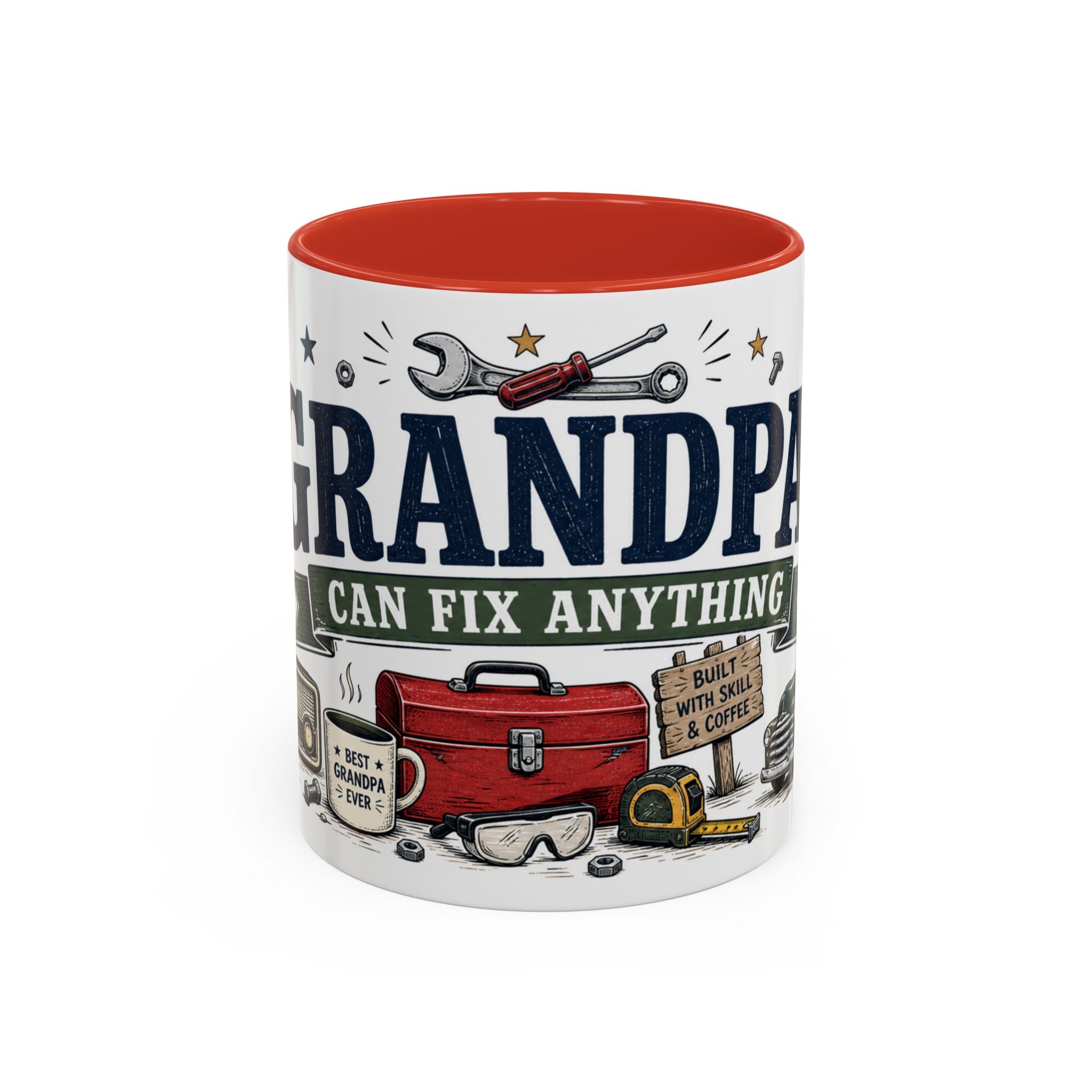 Grandpa Can Fix Anything Coffee Mug | Funny Gift From Grandkids | Accent Ceramic 11oz 15oz