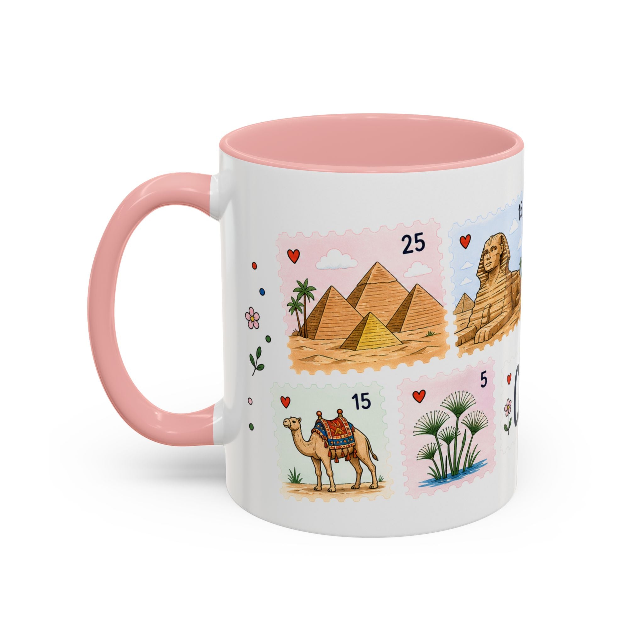 Cairo Coffee Mug | Postage Stamp Collage Mug | Travel Souvenir Accent Cup 11oz 15oz