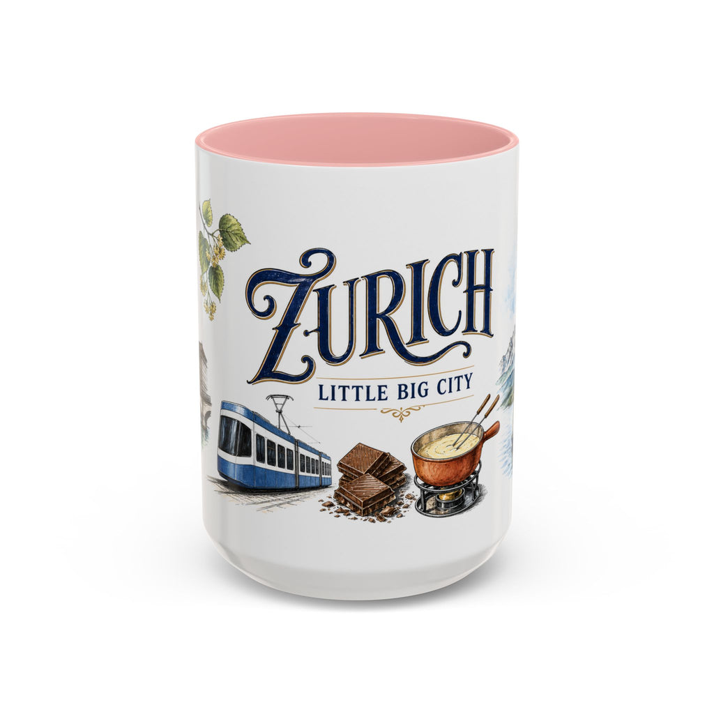 Zurich Coffee Mug | Switzerland Travel Souvenir | Vintage Illustrated City Gift | 11 oz 15 oz Accent Mug