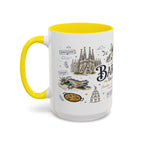 Barcelona Coffee Mug | Spain Souvenir Travel Gift | Accent Color Ceramic 11oz 15oz