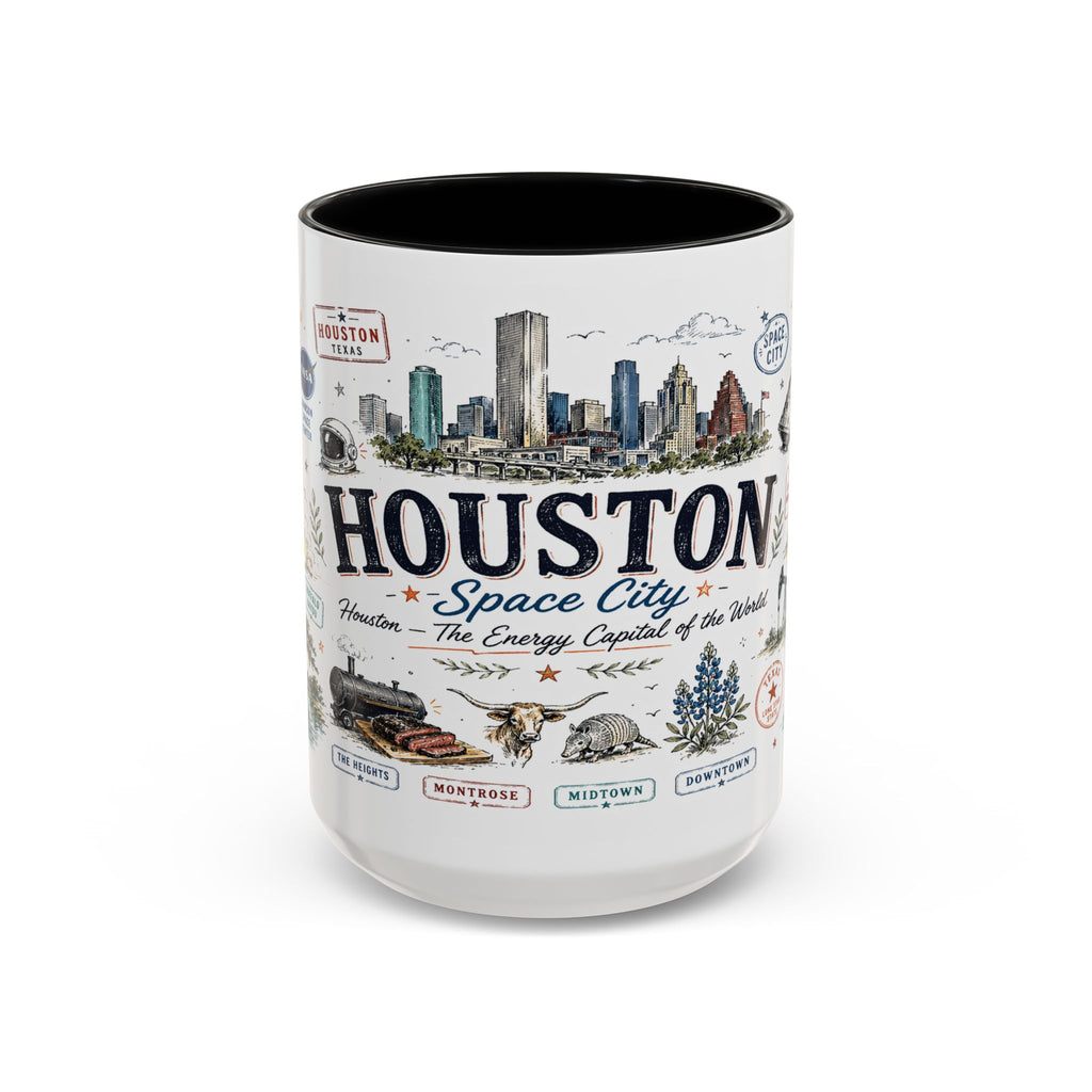 Houston Coffee Mug | Texas Souvenir City Gift | Accent Color Ceramic 11oz 15oz
