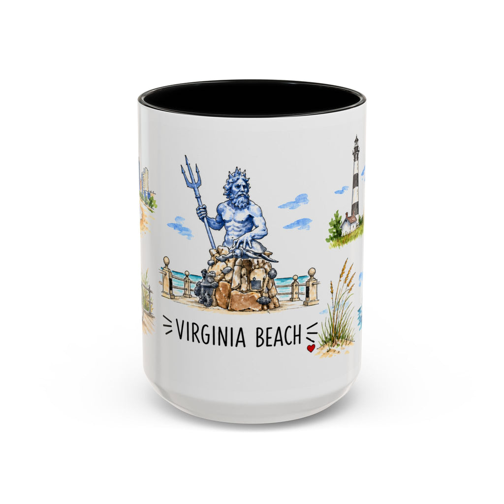 Virginia Beach Illustrated Travel Mug | City Souvenir Accent Coffee Mug | 11oz 15oz Ceramic Cup