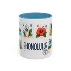 Honolulu Coffee Mug | Postage Stamp Collage Mug | Travel Souvenir Accent Cup 11oz 15oz