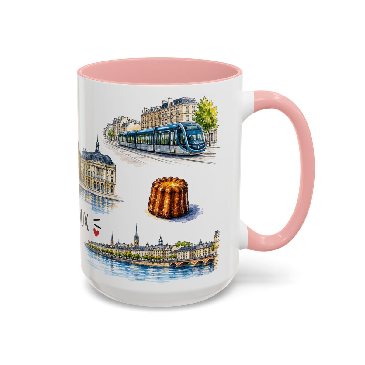 Bordeaux Illustrated Travel Mug | City Souvenir Accent Coffee Mug | 11oz 15oz Ceramic Cup