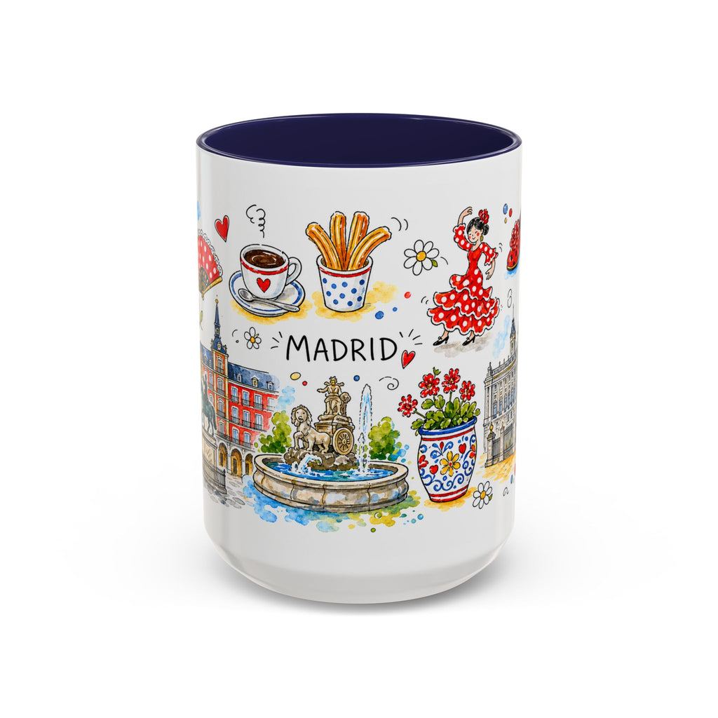 Madrid Travel Mug | European City Souvenir Accent Coffee Mug | 11oz 15oz Ceramic Cup