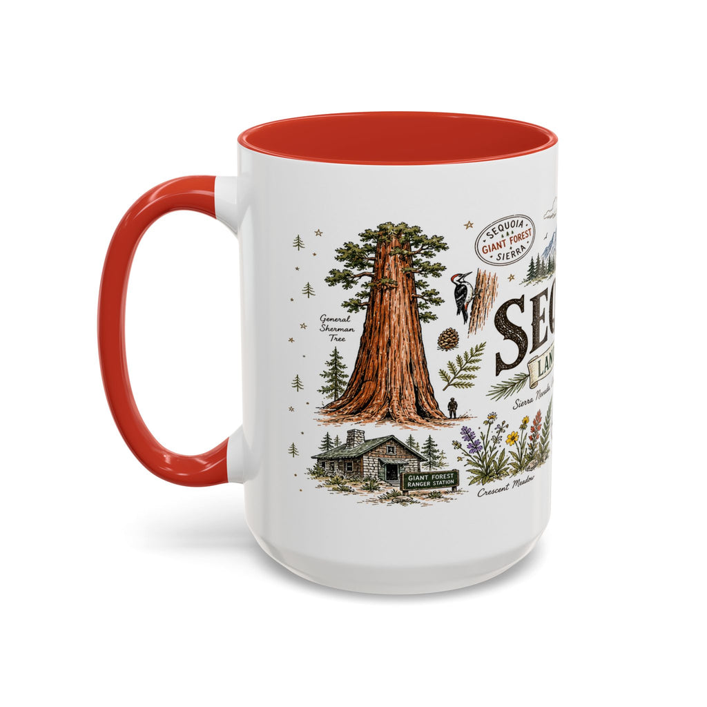 Sequoia Coffee Mug | National Park Hiking California Gift | Accent Color Ceramic 11oz 15oz