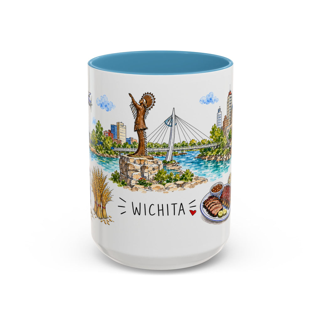Wichita Illustrated Travel Mug | City Souvenir Accent Coffee Mug | 11oz 15oz Ceramic Cup