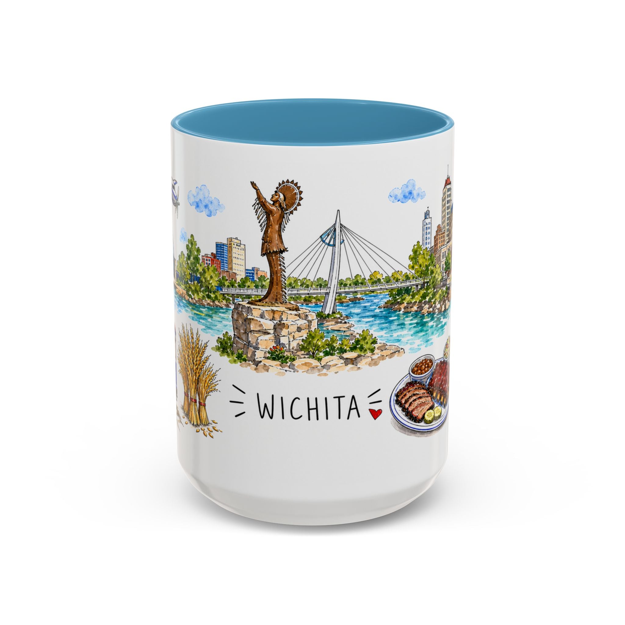 Wichita Illustrated Travel Mug | City Souvenir Accent Coffee Mug | 11oz 15oz Ceramic Cup