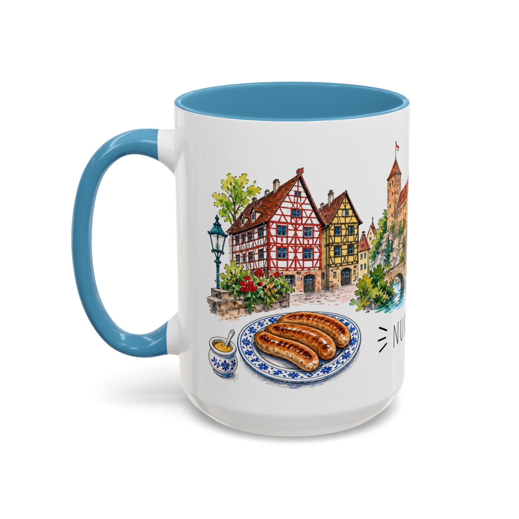 Nuremberg Illustrated Travel Mug | City Souvenir Accent Coffee Mug | 11oz 15oz Ceramic Cup
