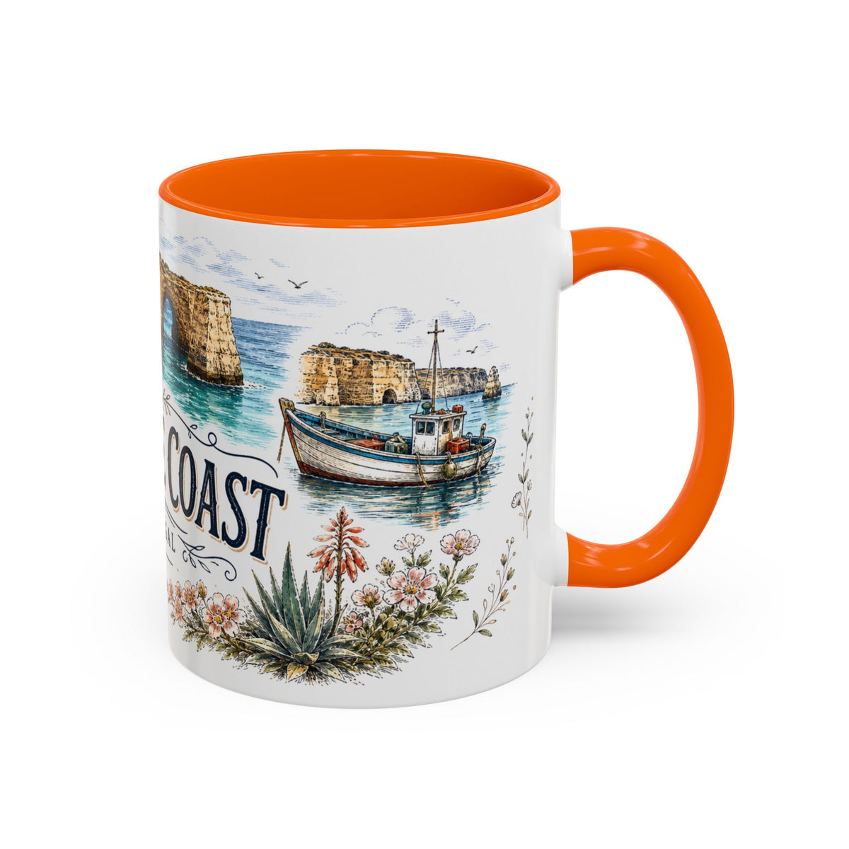 Algarve Coast Mug, Portugal Travel Souvenir, Bucket List Gift, Accent Ceramic Coffee Mug 11oz 15oz