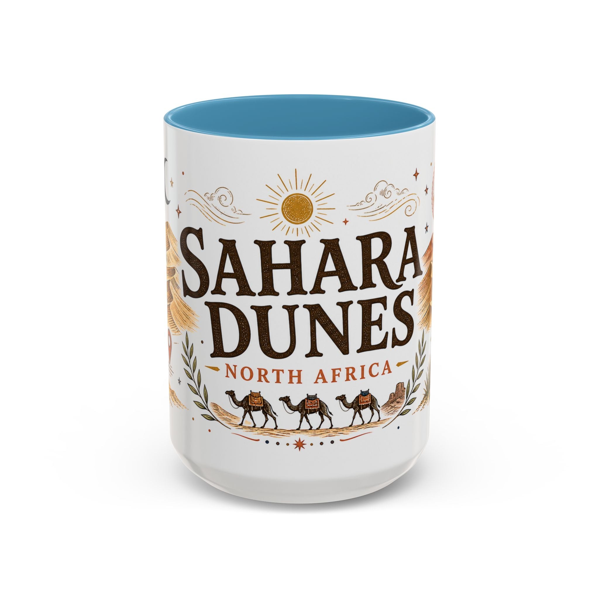 Sahara Dunes Coffee Mug | Travel Destination Souvenir Gift | Accent Color Ceramic 11oz 15oz