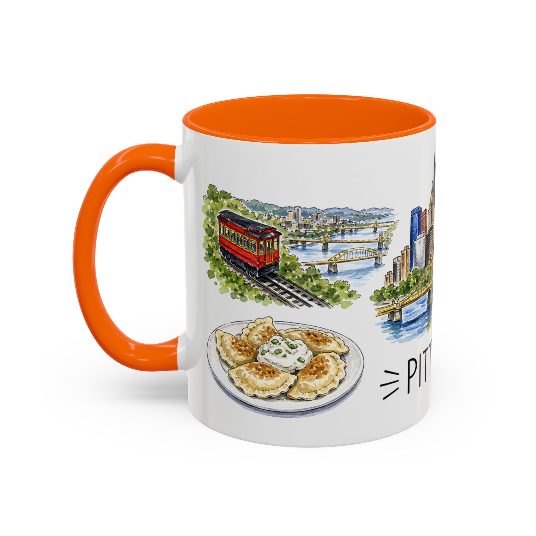 Pittsburgh Illustrated Travel Mug | City Souvenir Accent Coffee Mug | 11oz 15oz Ceramic Cup