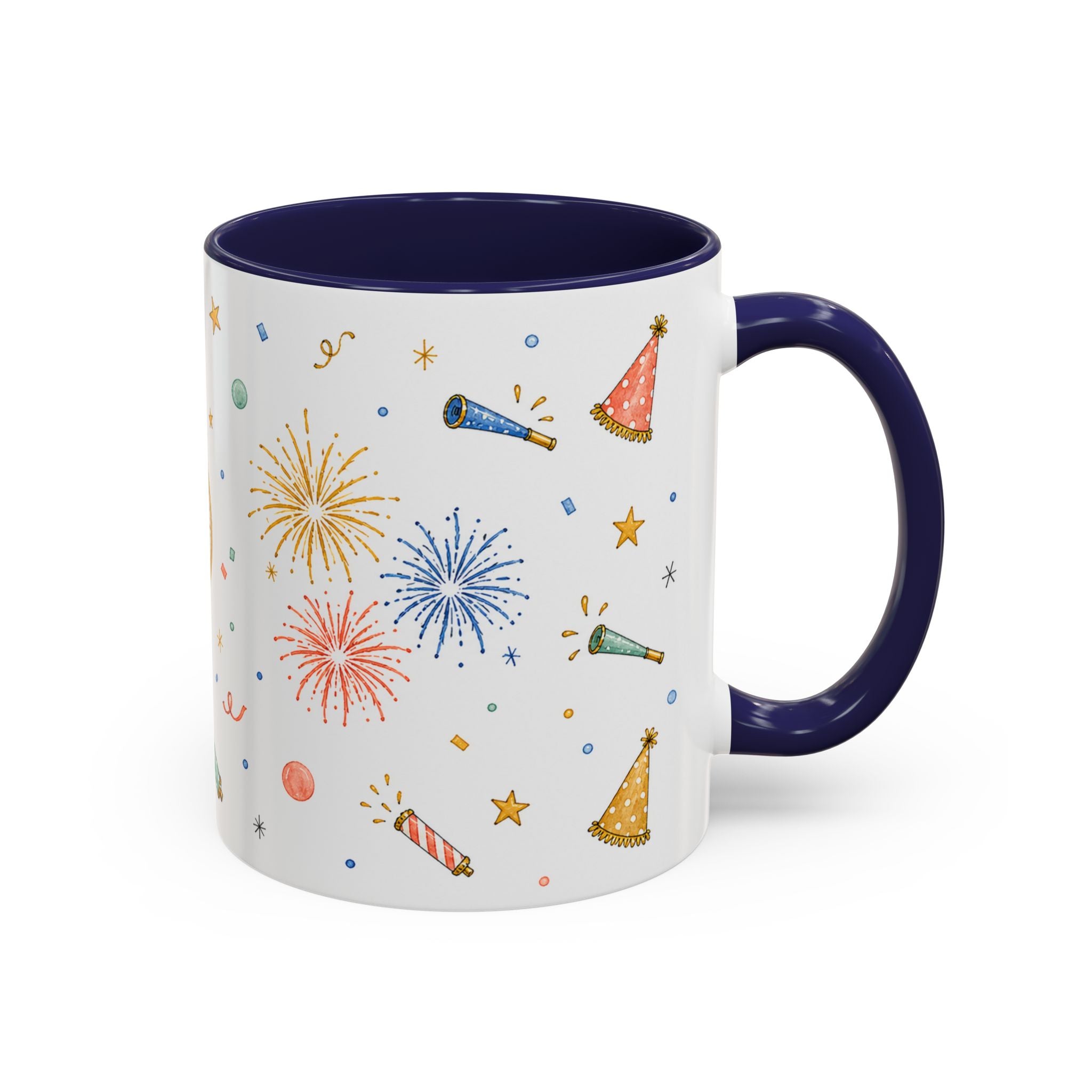 New Year Midnight Mug | Candle Firework Watercolor Party Gift | Accent Cup 11oz 15oz