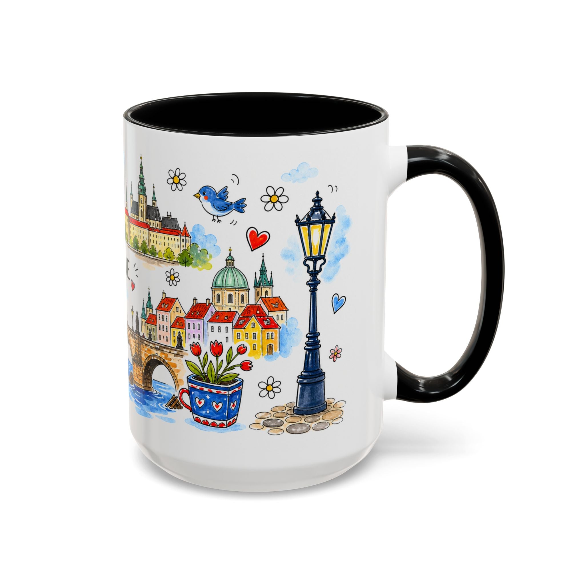 Prague Travel Mug | European City Souvenir Accent Coffee Mug | 11oz 15oz Ceramic Cup