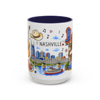 Nashville Illustrated Travel Mug | City Souvenir Accent Coffee Mug | 11oz 15oz Ceramic Cup