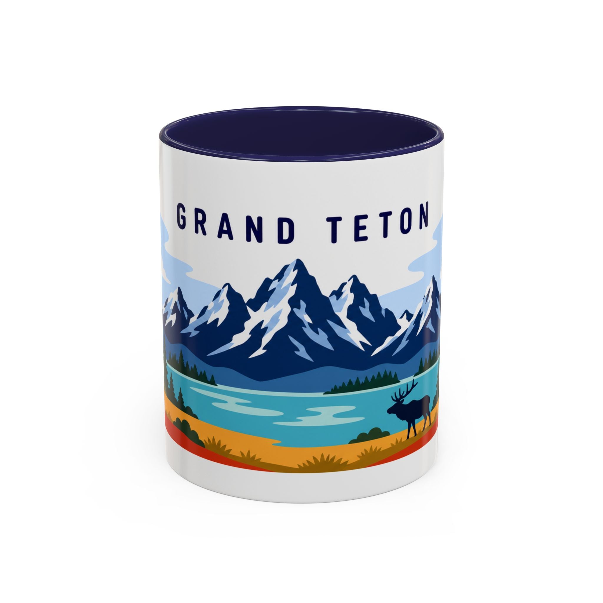 Grand Teton Coffee Mug | Travel Destination Souvenir Gift | Accent Color Ceramic 11oz 15oz