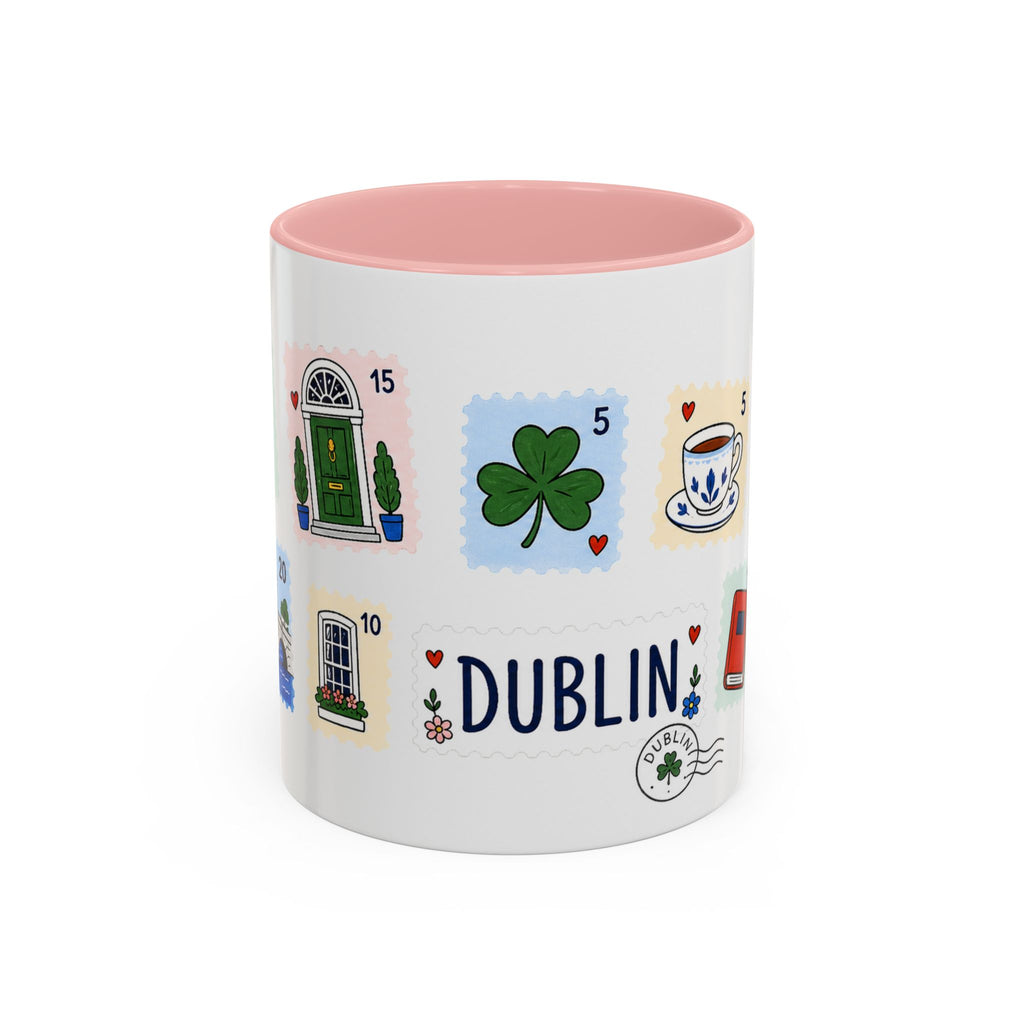 Dublin Coffee Mug | Postage Stamp Collage Mug | Travel Souvenir Accent Cup 11oz 15oz