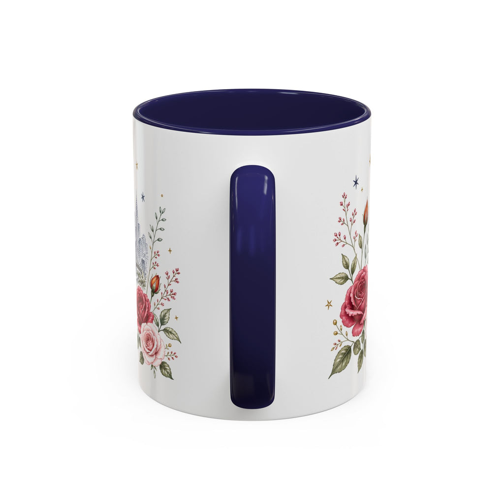 New York State Map Mug | Botanical Rose Accents, Long Distance Friendship Gift