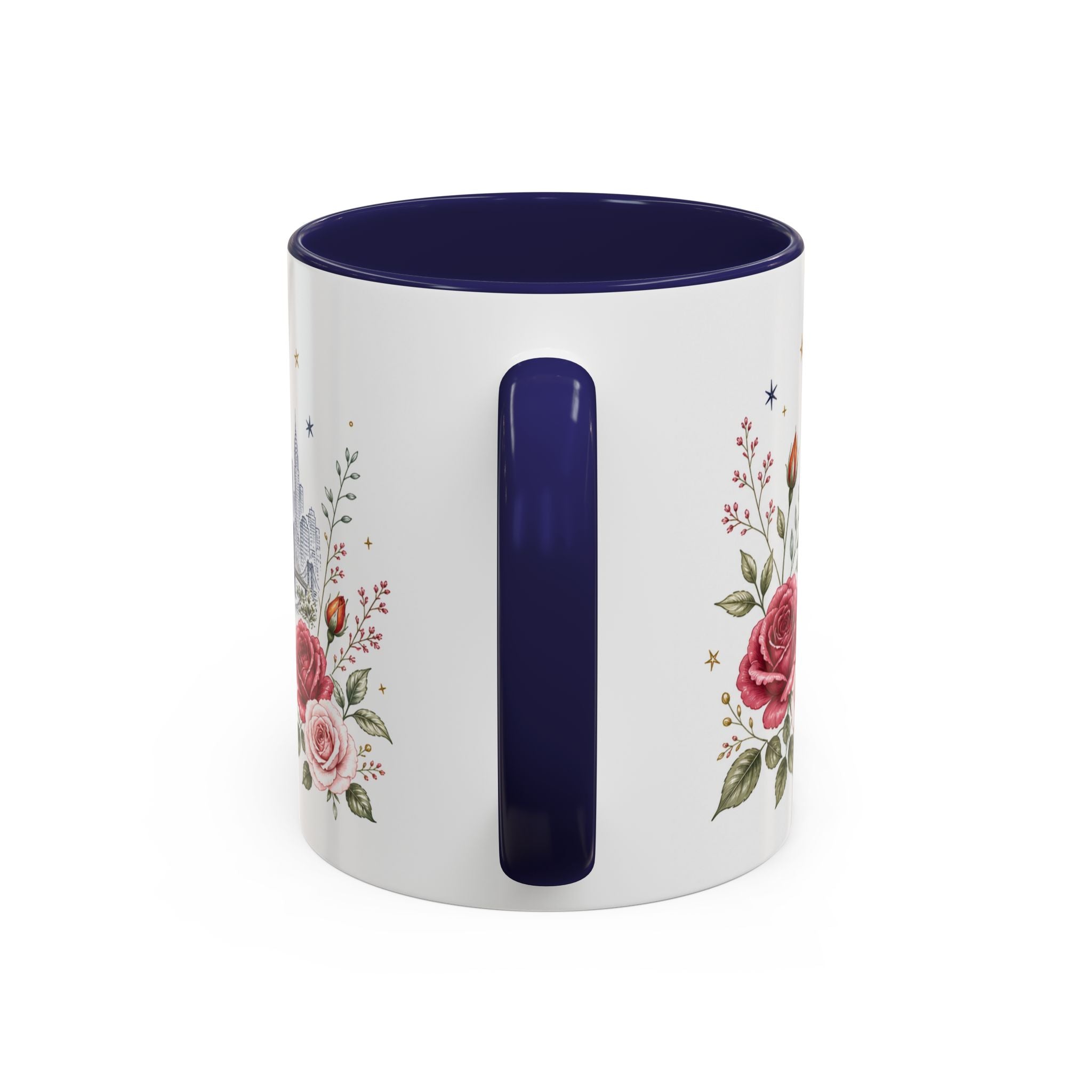 New York State Map Mug | Botanical Rose Accents, Long Distance Friendship Gift