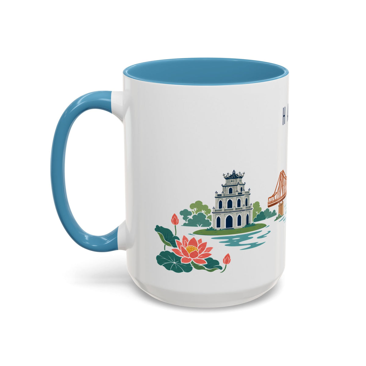 Hanoi Coffee Mug | Vietnam Travel Souvenir | Porcelain Decal City Gift | 11oz 15oz Accent Mug