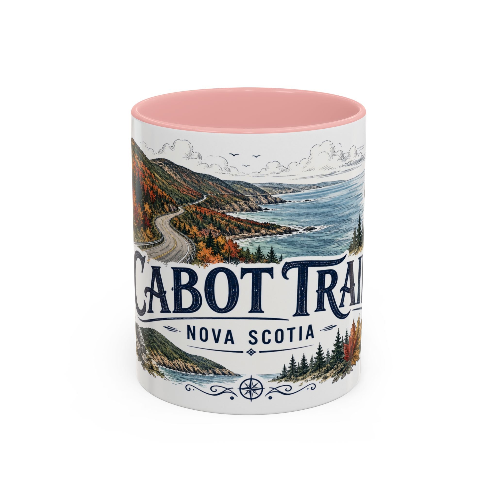 Cabot Trail Mug, Nova Scotia Travel Souvenir, Bucket List Gift, Accent Ceramic Coffee Mug 11oz 15oz