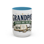 Grandpa's Stories Are The Best Coffee Mug | Gift From Grandkids | Accent Color Ceramic 11oz 15oz