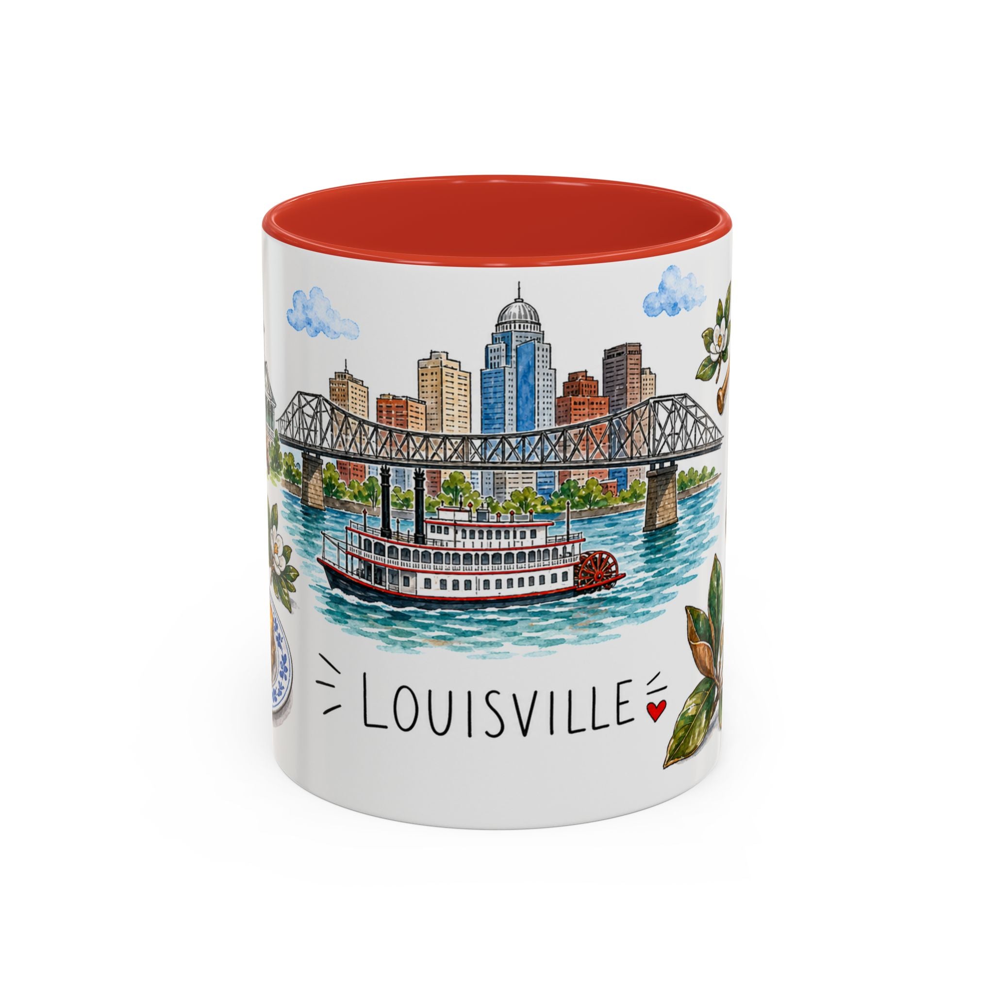 Louisville Illustrated Travel Mug | City Souvenir Accent Coffee Mug | 11oz 15oz Ceramic Cup
