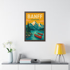 Banff Canada Framed Poster | Vintage Travel Wall Art | Black Walnut White Frame | 16x24 20x30