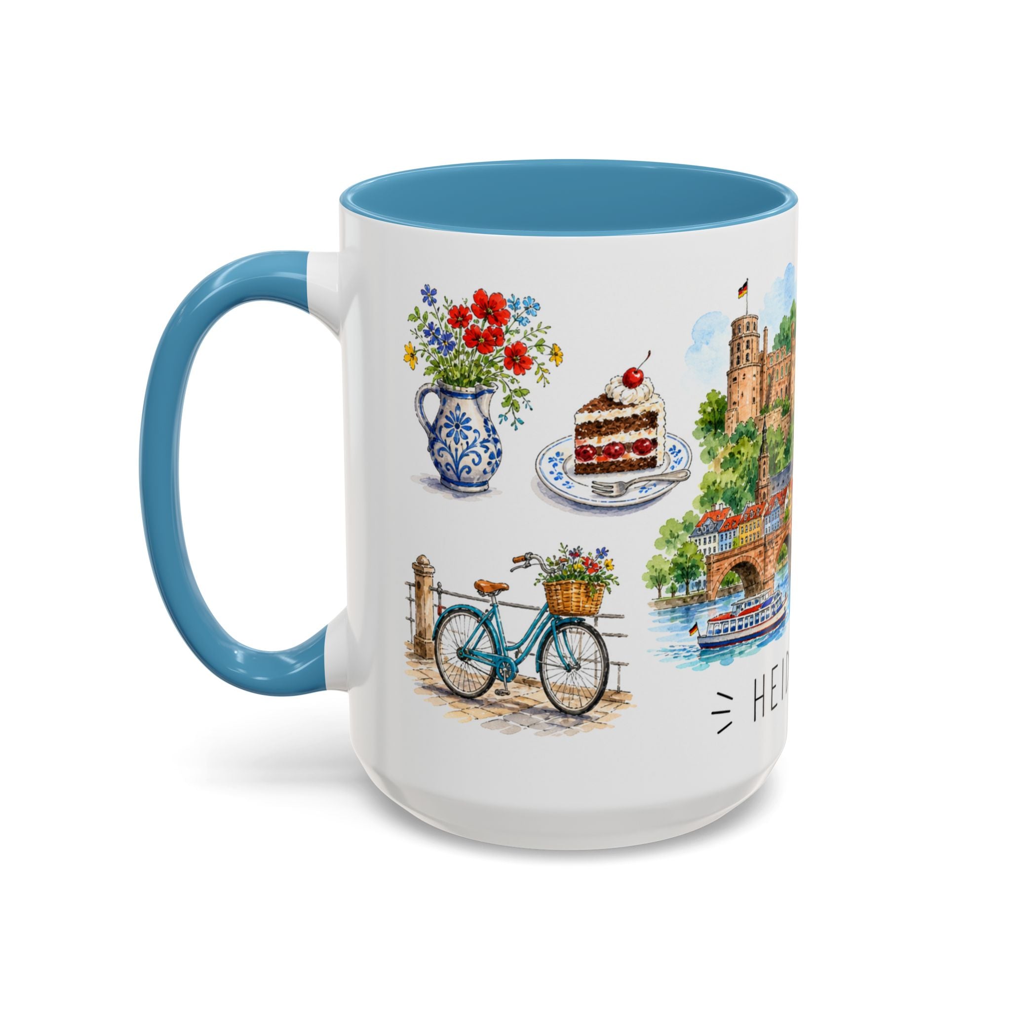 Heidelberg Illustrated Travel Mug | City Souvenir Accent Coffee Mug | 11oz 15oz Ceramic Cup