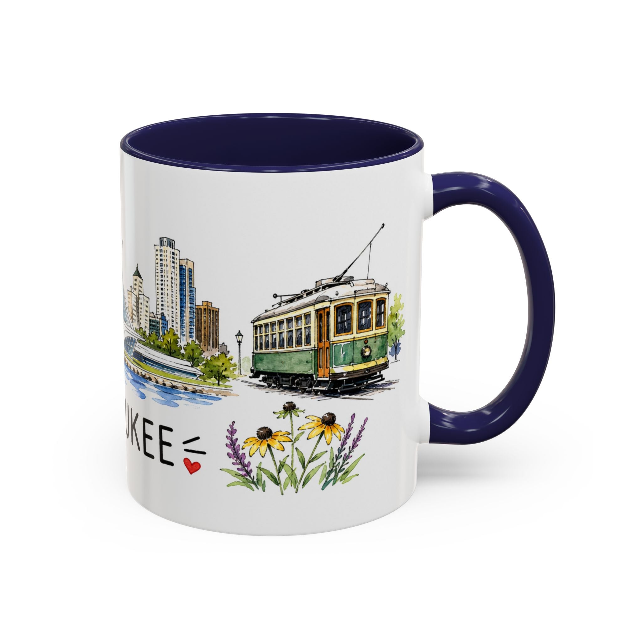 Milwaukee Illustrated Travel Mug | City Souvenir Accent Coffee Mug | 11oz 15oz Ceramic Cup