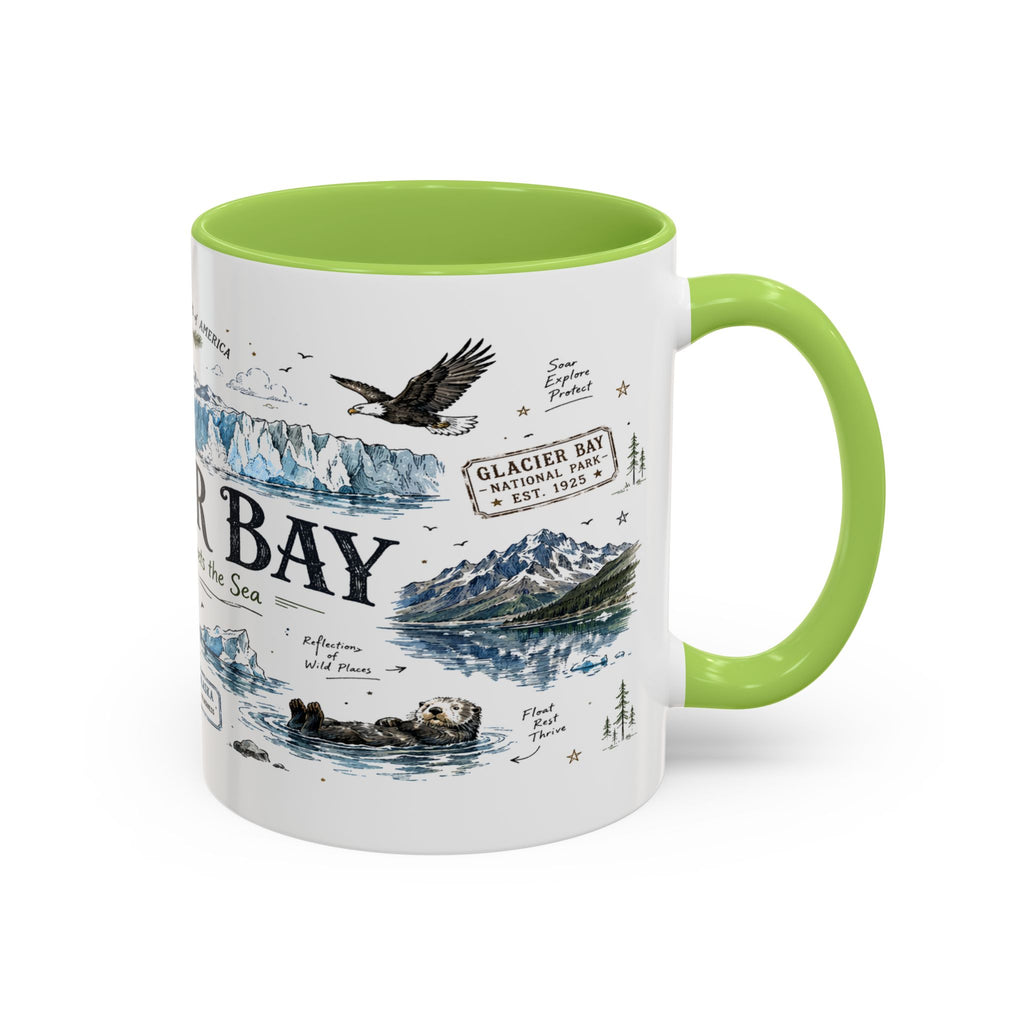 Glacier Bay National Park Coffee Mug | Alaska Wilderness Kayaking Gift | Accent Color Ceramic 11oz 15oz