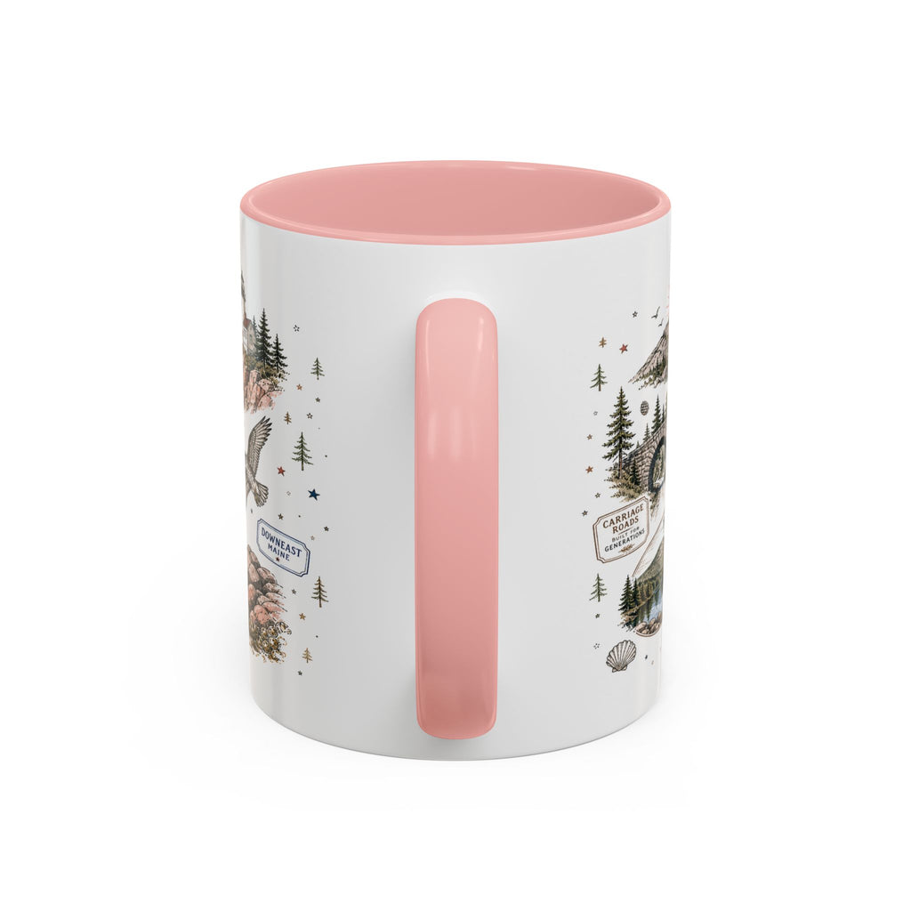 Acadia Coffee Mug | National Park Hiking Coastal Gift | Accent Color Ceramic 11oz 15oz