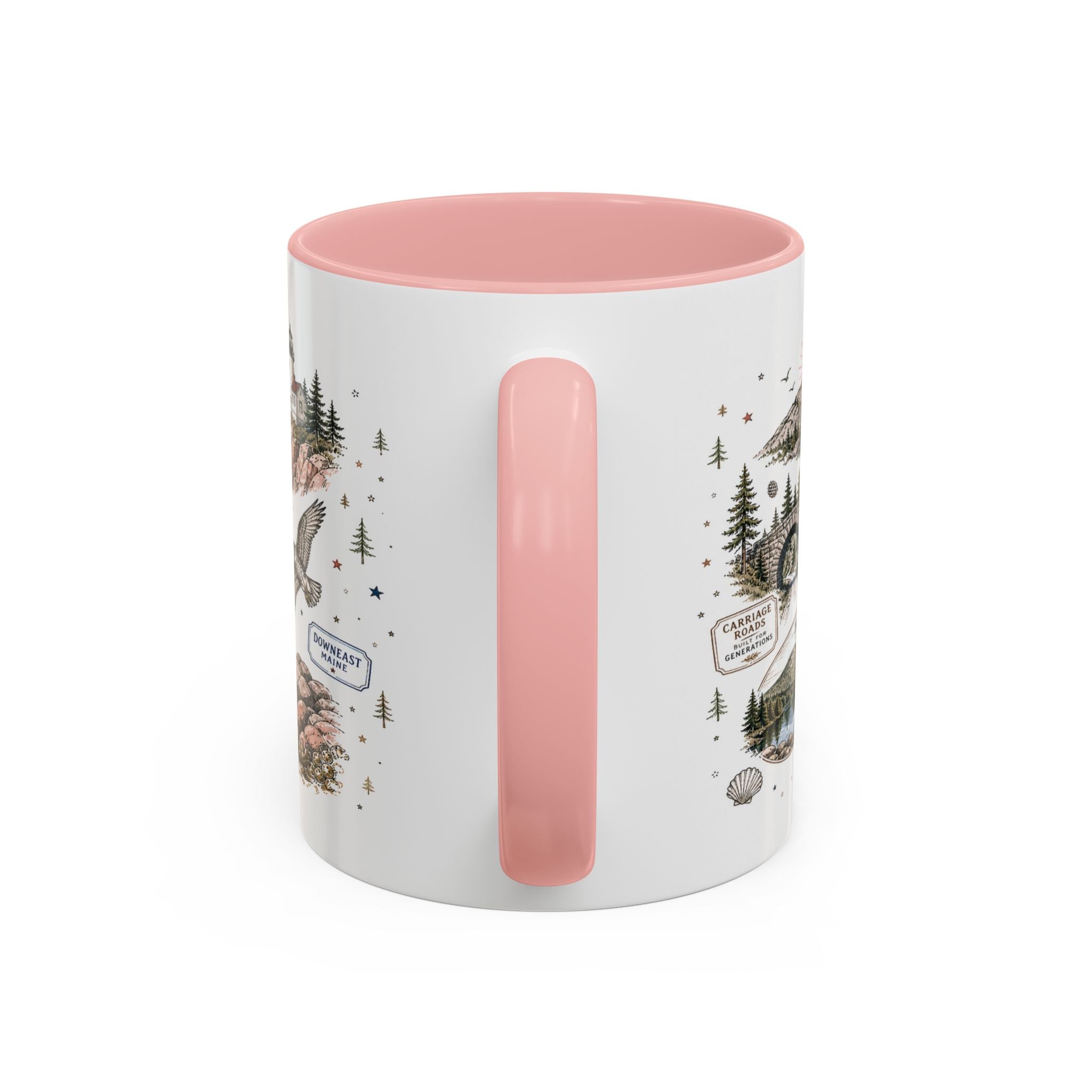 Acadia Coffee Mug | National Park Hiking Coastal Gift | Accent Color Ceramic 11oz 15oz
