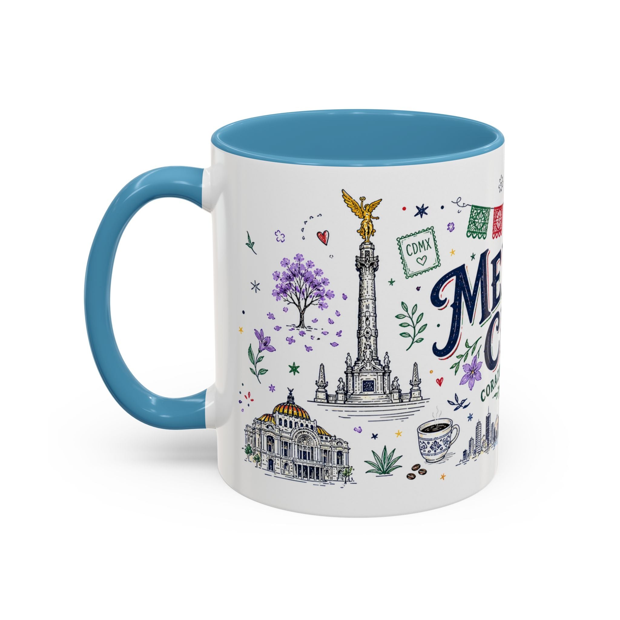 Mexico City Coffee Mug | Mexico Souvenir Travel Gift | Accent Color Ceramic 11oz 15oz